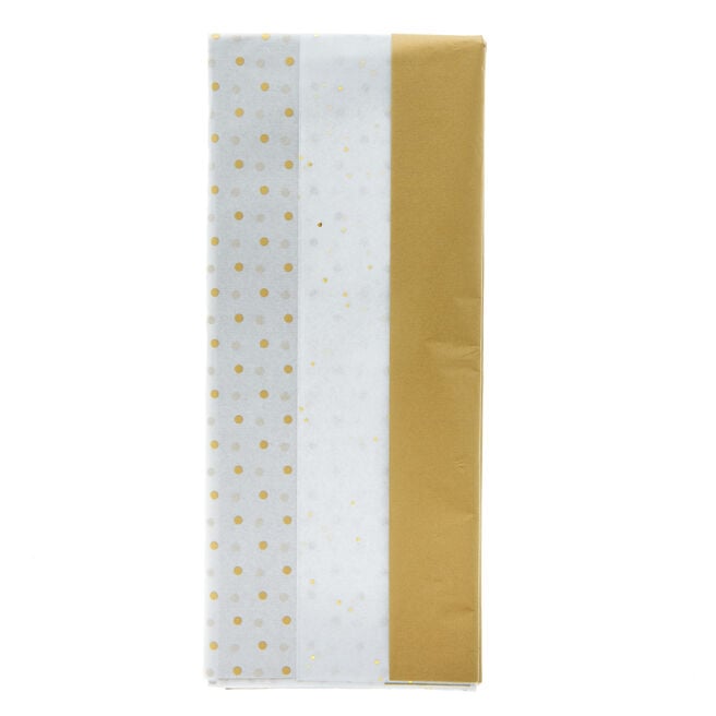 Gold Patterned Tissue Paper - Pack of 6 Sheets